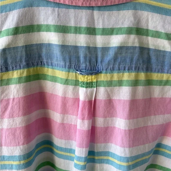 Talbots Cotton Beach Stripe Popover Size L Petite Vacation Coastal Grandmother‎ - Picture 8 of 13
